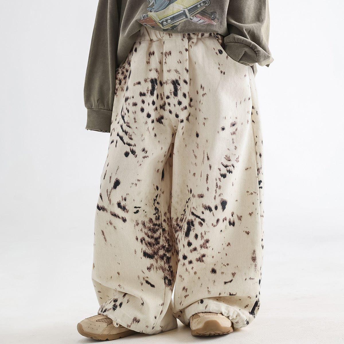 ロングパンツ・スウェットパンツ キッズパンツ レオパードプリントロングワイドルーズパンツ【mh0009127】