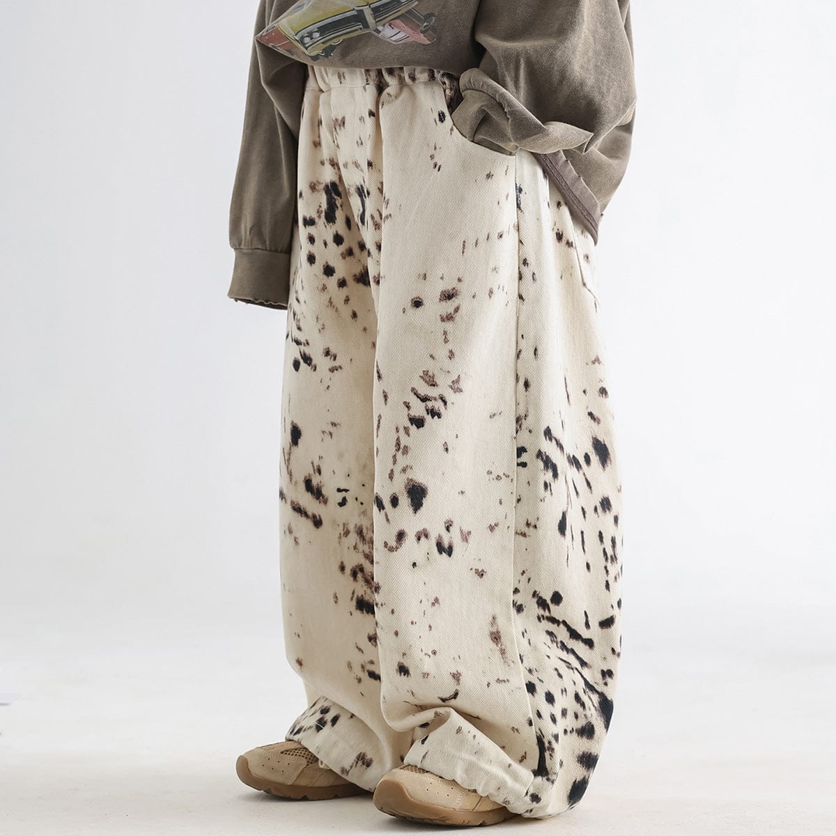ロングパンツ・スウェットパンツ キッズパンツ レオパードプリントロングワイドルーズパンツ【mh0009127】