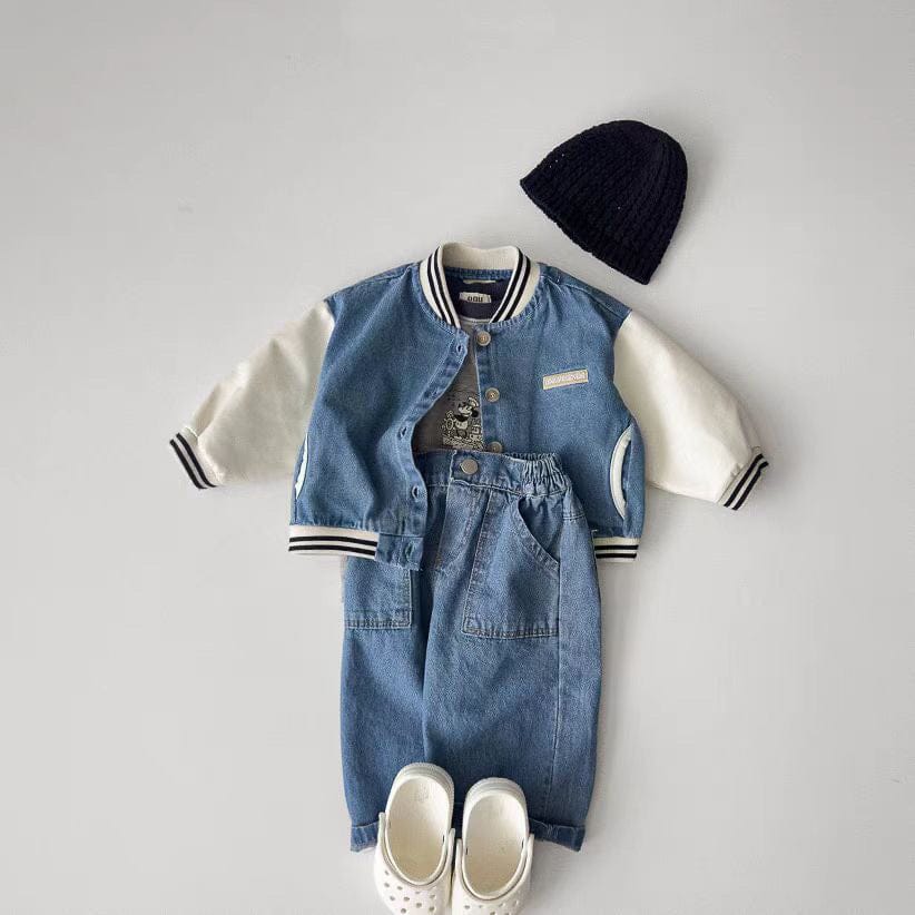 ショートコート・ジャケット・ジャンパー ベビーアウター デニムスタジアムジャケットブルゾンジャンパー【mh0009168】