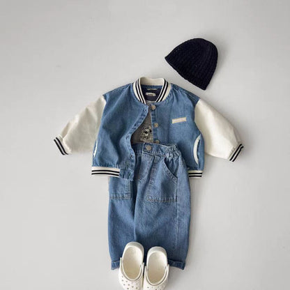 ショートコート・ジャケット・ジャンパー ベビーアウター デニムスタジアムジャケットブルゾンジャンパー【mh0009168】