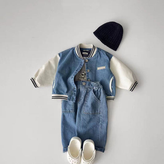 ショートコート・ジャケット・ジャンパー ベビーアウター デニムスタジアムジャケットブルゾンジャンパー【mh0009168】