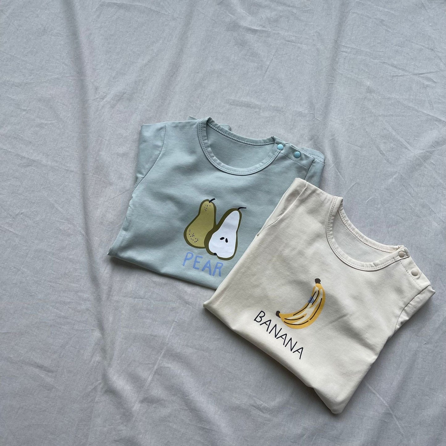 半袖ロンパース ベビーロンパース 梨/バナナプリント半袖ボディスーツ【mh0009169】