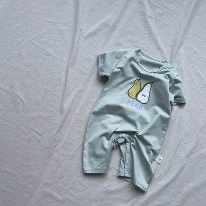 半袖ロンパース ベビーロンパース 梨/バナナプリント半袖ボディスーツ【mh0009169】