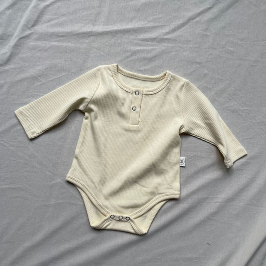 長袖ロンパース ベビーロンパース ヘンリーネックシンプル長袖ボディスーツ【mh0009171】