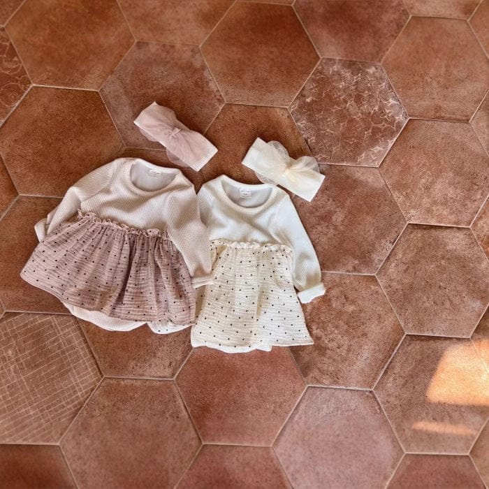 長袖ロンパース ベビーロンパース 水玉スカートドッキング長袖ボディスーツ【mh0009173】