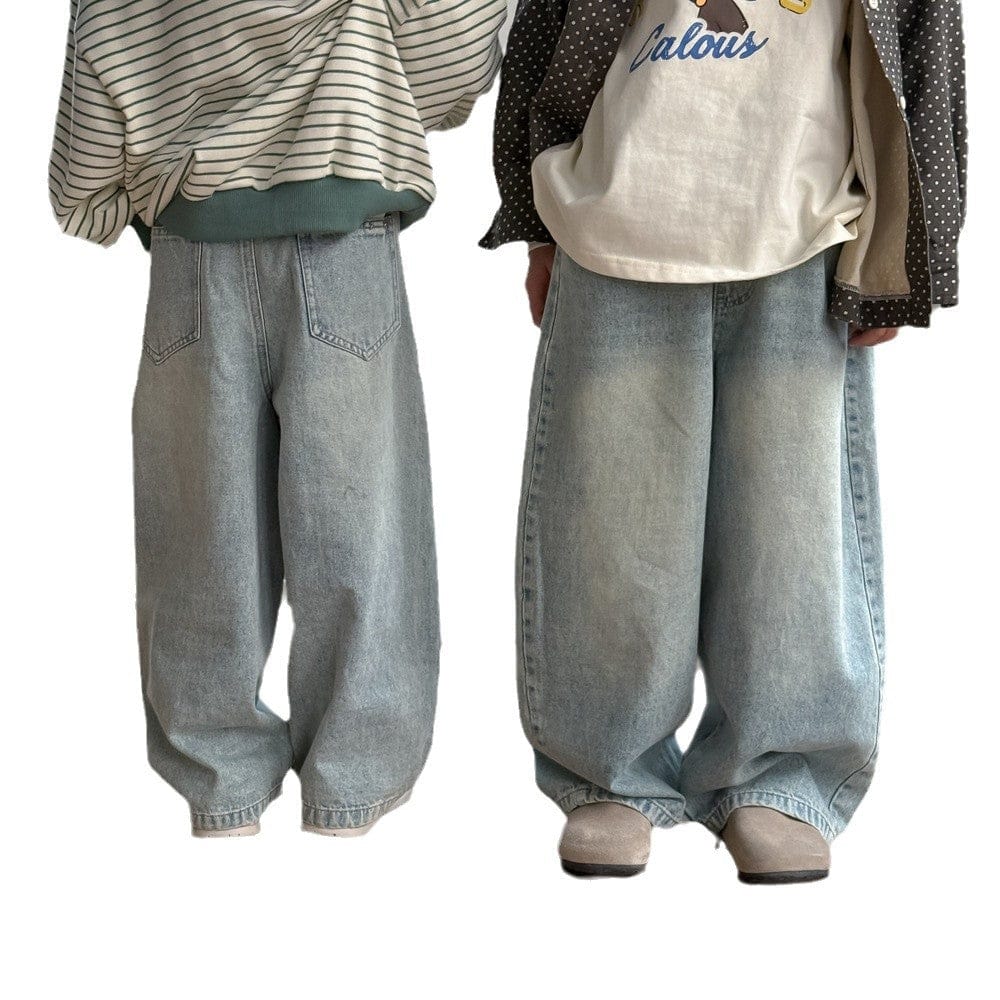 デニムパンツ キッズパンツ シンプルデイリーデニムストレートパンツジーンズ【mh0009185】