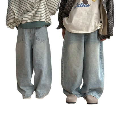 デニムパンツ キッズパンツ シンプルデイリーデニムストレートパンツジーンズ【mh0009185】