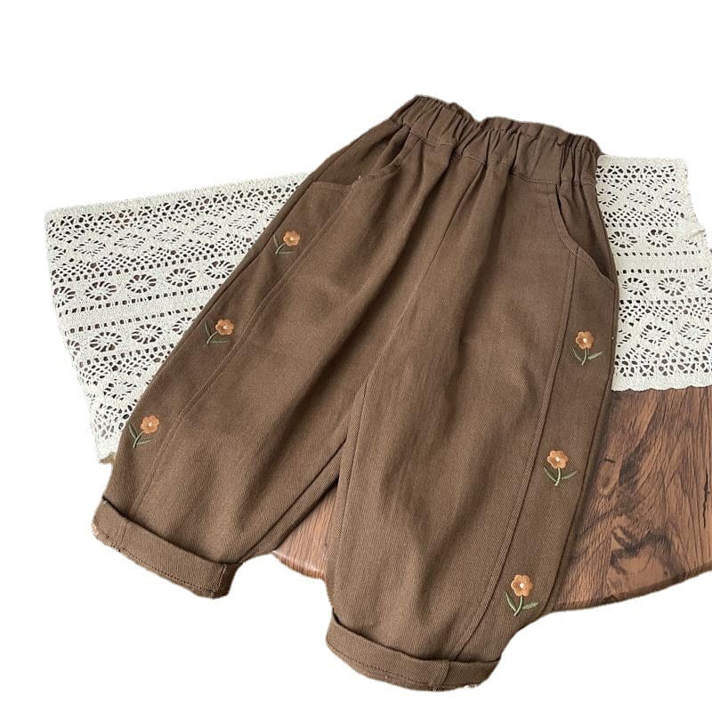 ロングパンツ・スウェットパンツ キッズパンツ フラワー刺繍ロングルーズパンツ【mh0009187】