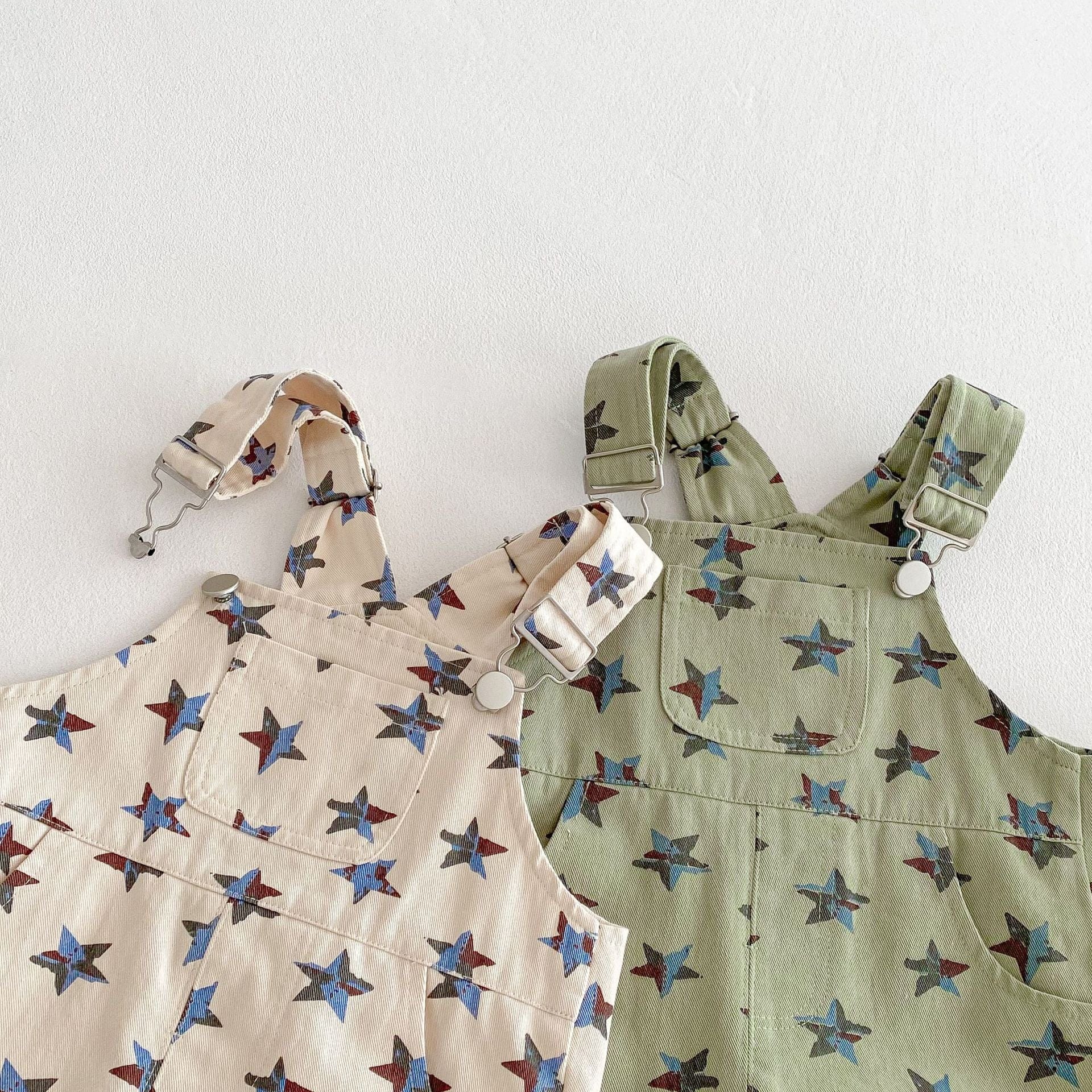 オーバーオール ベビーキッズオーバーオール スター星プリントサスペンダーサロペットパンツ【mh0009188】