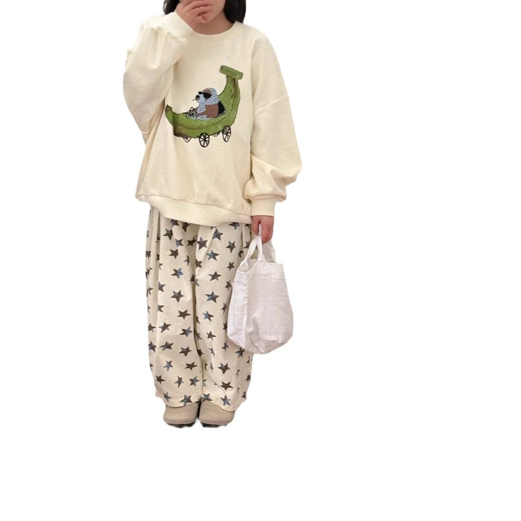 ロングパンツ・スウェットパンツ キッズパンツ 星スタープリントロングルーズワイドパンツ【mh0009198】