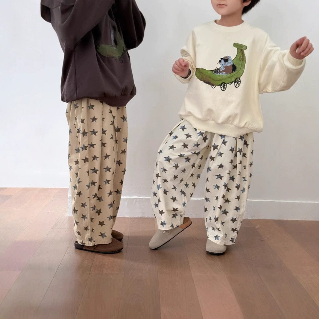 ロングパンツ・スウェットパンツ キッズパンツ 星スタープリントロングルーズワイドパンツ【mh0009198】
