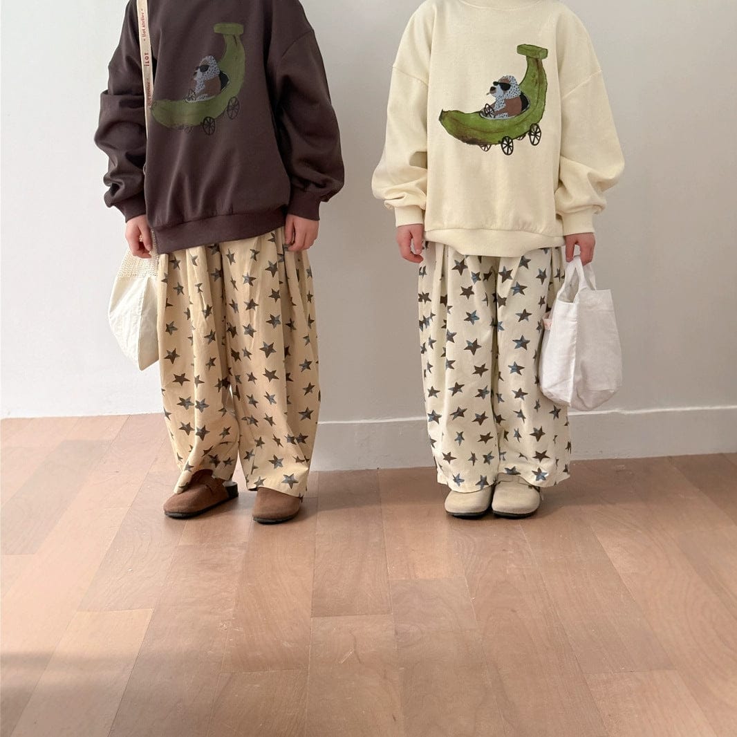ロングパンツ・スウェットパンツ キッズパンツ 星スタープリントロングルーズワイドパンツ【mh0009198】