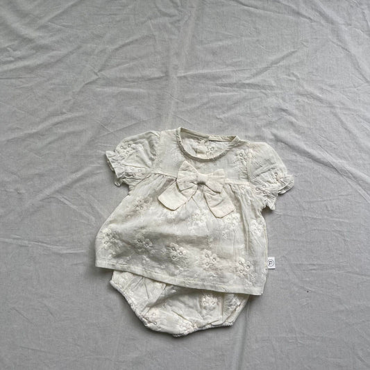 半袖セットアップ 半袖セットアップ レースリボン半袖ブラウス+ブルマパンツ【mh0009272】