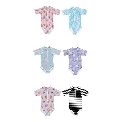 ベビー用水着 ガールズ水着 半袖ワンピーススイムウェア ラッシュガード【mh0009282】