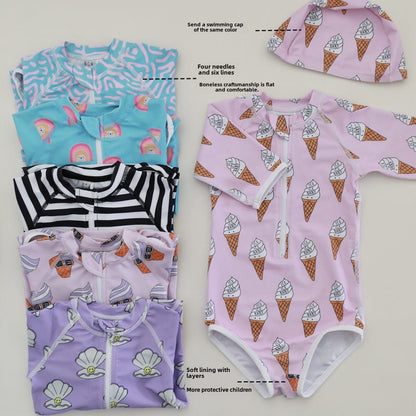 ベビー用水着 ガールズ水着 半袖ワンピーススイムウェア ラッシュガード【mh0009282】