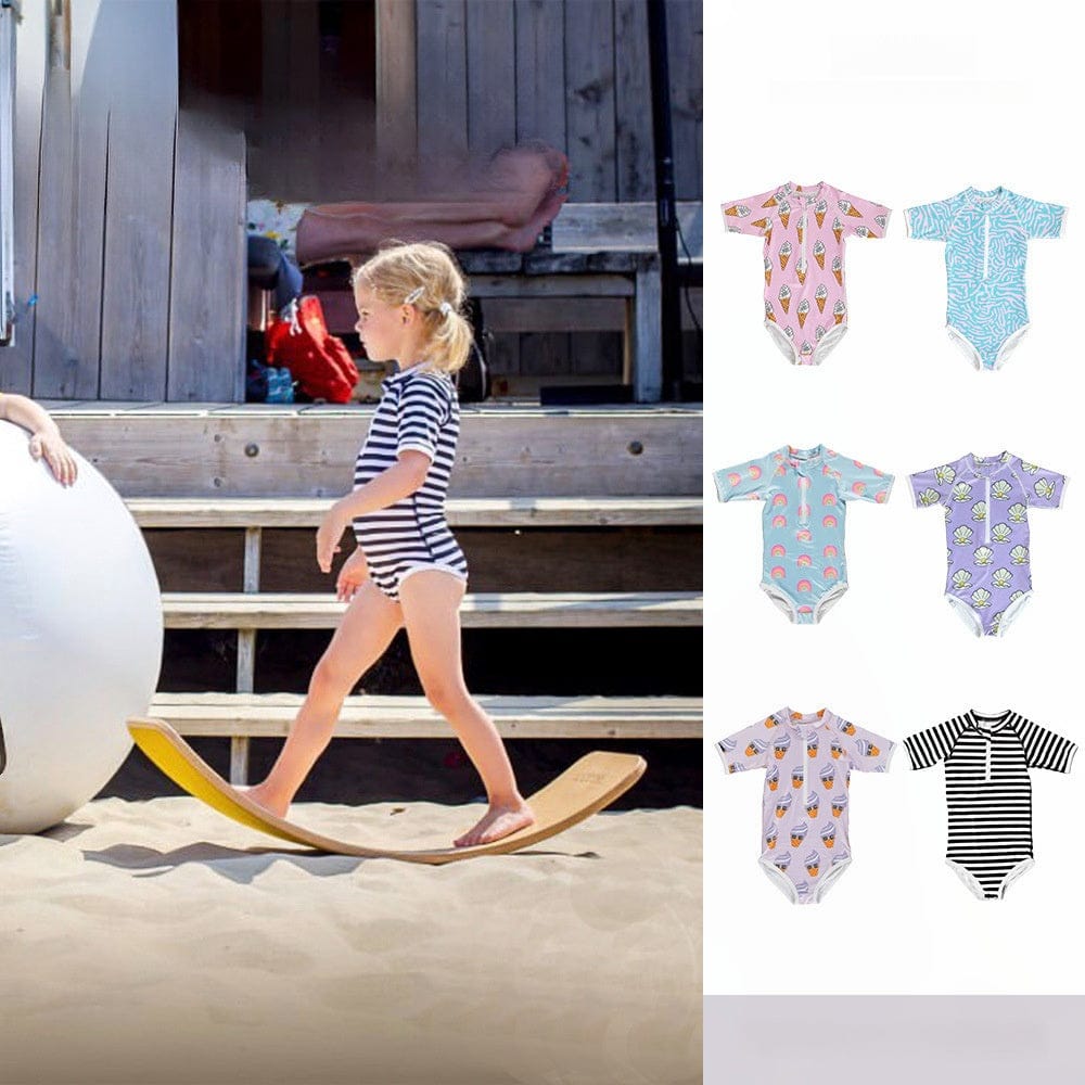 ベビー用水着 ガールズ水着 半袖ワンピーススイムウェア ラッシュガード【mh0009282】