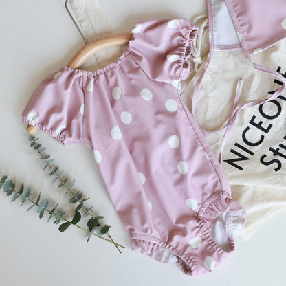 ベビー用水着 ガールズ水着 半袖パフスリーブワンピーススイムウェア ラッシュガード【mh0009287】