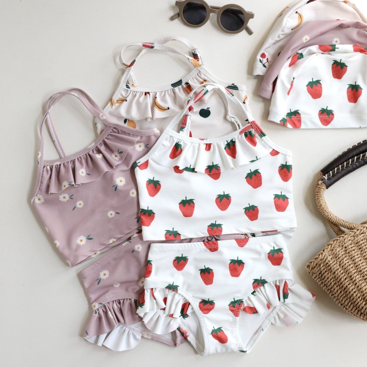 ベビー用水着 ガールズ水着 キャミソールセパレートビキニスイムウェア ラッシュガード【mh0009289】