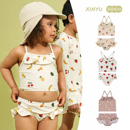 ベビー用水着 ガールズ水着 キャミソールセパレートビキニスイムウェア ラッシュガード【mh0009289】