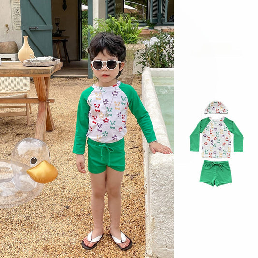 ベビー用水着 ボーイズ水着 長袖セパレートスイムウェア ラッシュガード【mh0009291】