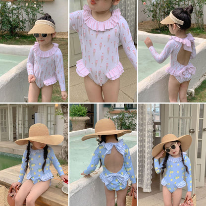 ベビー用水着 ガールズ水着 長袖ワンピーススイムウェア ラッシュガード【mh0009292】