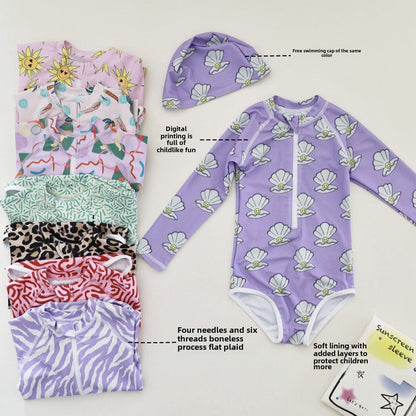 ベビー用水着 ガールズ水着 長袖ワンピーススイムウェア ラッシュガード【mh0009294】