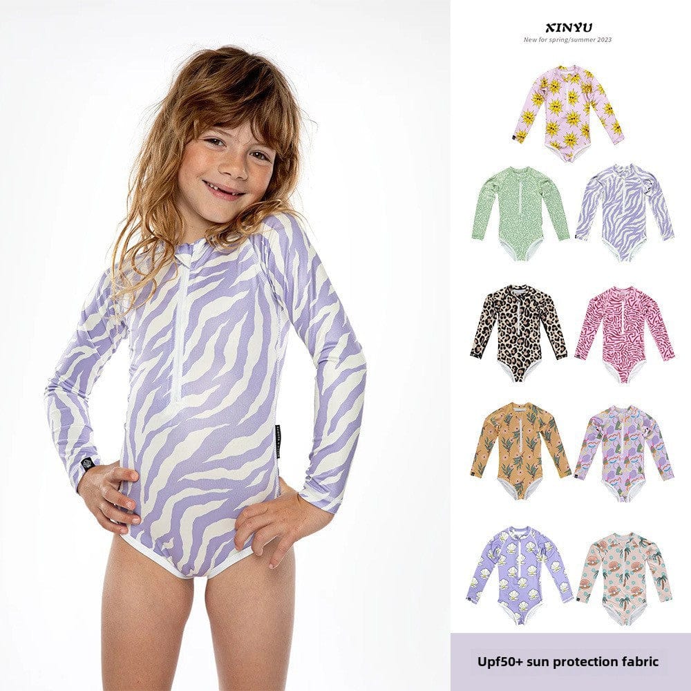 ベビー用水着 ガールズ水着 長袖ワンピーススイムウェア ラッシュガード【mh0009294】