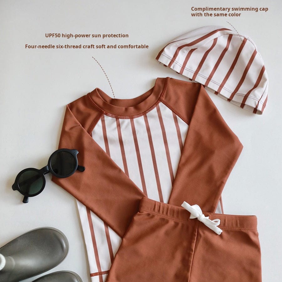 ベビー用水着 ボーイズ水着 長袖セパレートスイムウェア ラッシュガード【mh0009295】