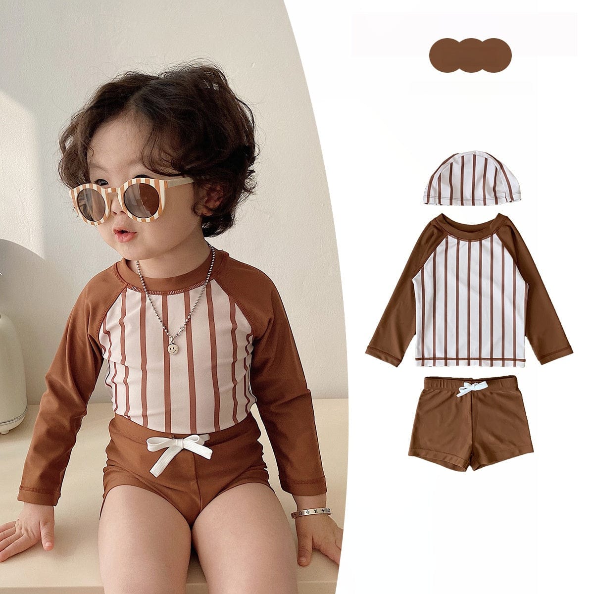 ベビー用水着 ボーイズ水着 長袖セパレートスイムウェア ラッシュガード【mh0009295】