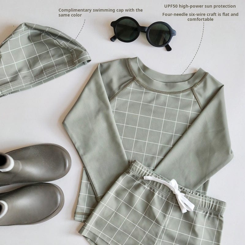 ベビー用水着 ボーイズ水着 長袖セパレートスイムウェア ラッシュガード【mh0009296】