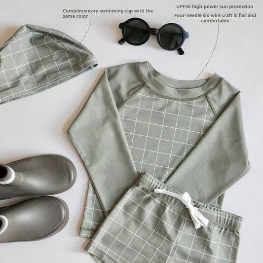 ベビー用水着 ボーイズ水着 長袖セパレートスイムウェア ラッシュガード【mh0009296】