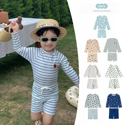 ベビー用水着 ボーイズ水着 長袖セパレートスイムウェア ラッシュガード【mh0009297】