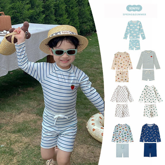 ベビー用水着 ボーイズ水着 長袖セパレートスイムウェア ラッシュガード【mh0009297】