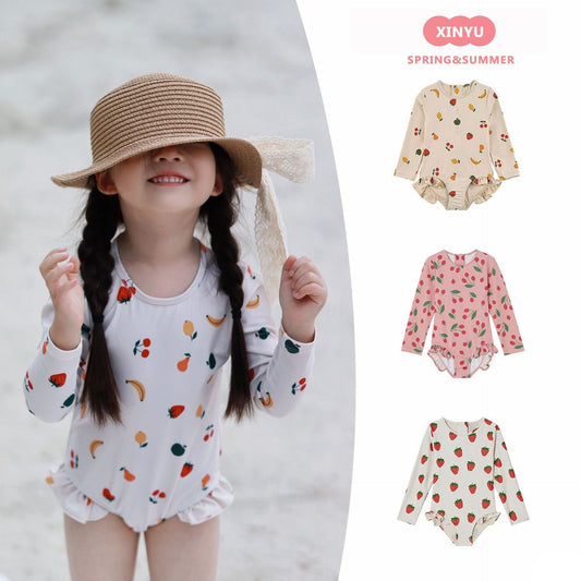 ベビー用水着 ガールズ水着 長袖ワンピーススイムウェア ラッシュガード【mh0009298】