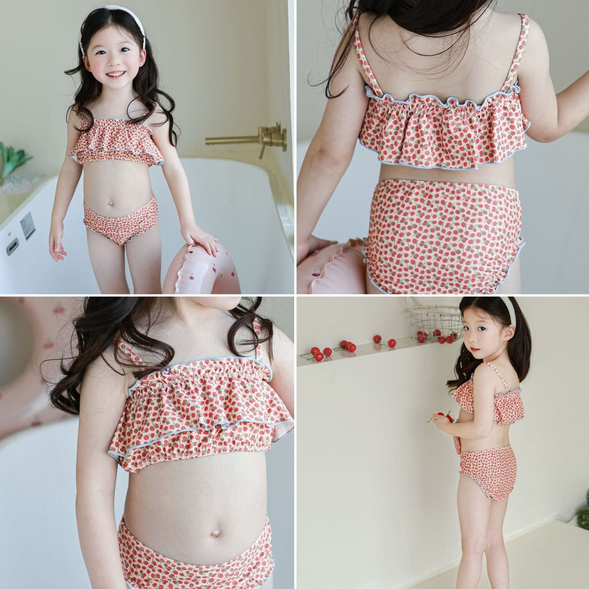 ベビー用水着 ガールズ水着 キャミソールセパレートビキニスイムウェア ラッシュガード【mh0009299】