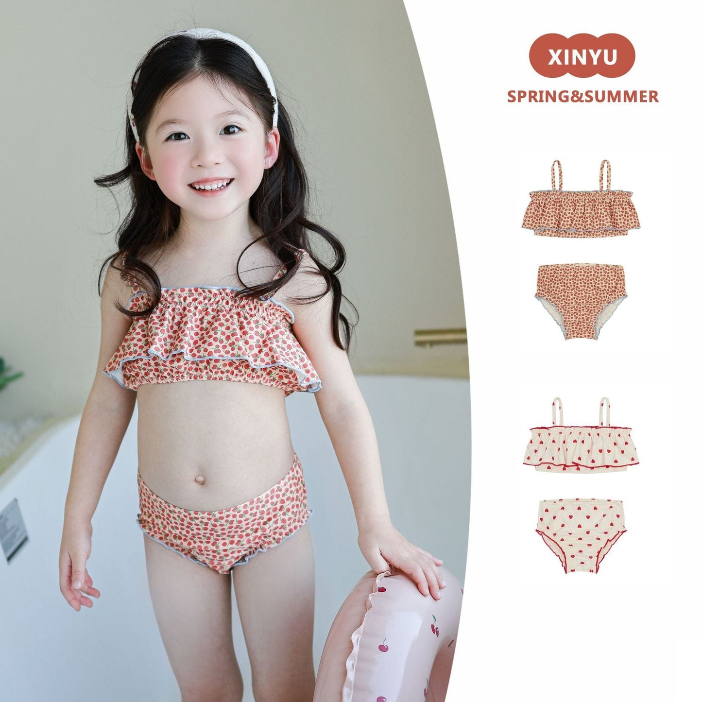 ベビー用水着 ガールズ水着 キャミソールセパレートビキニスイムウェア ラッシュガード【mh0009299】