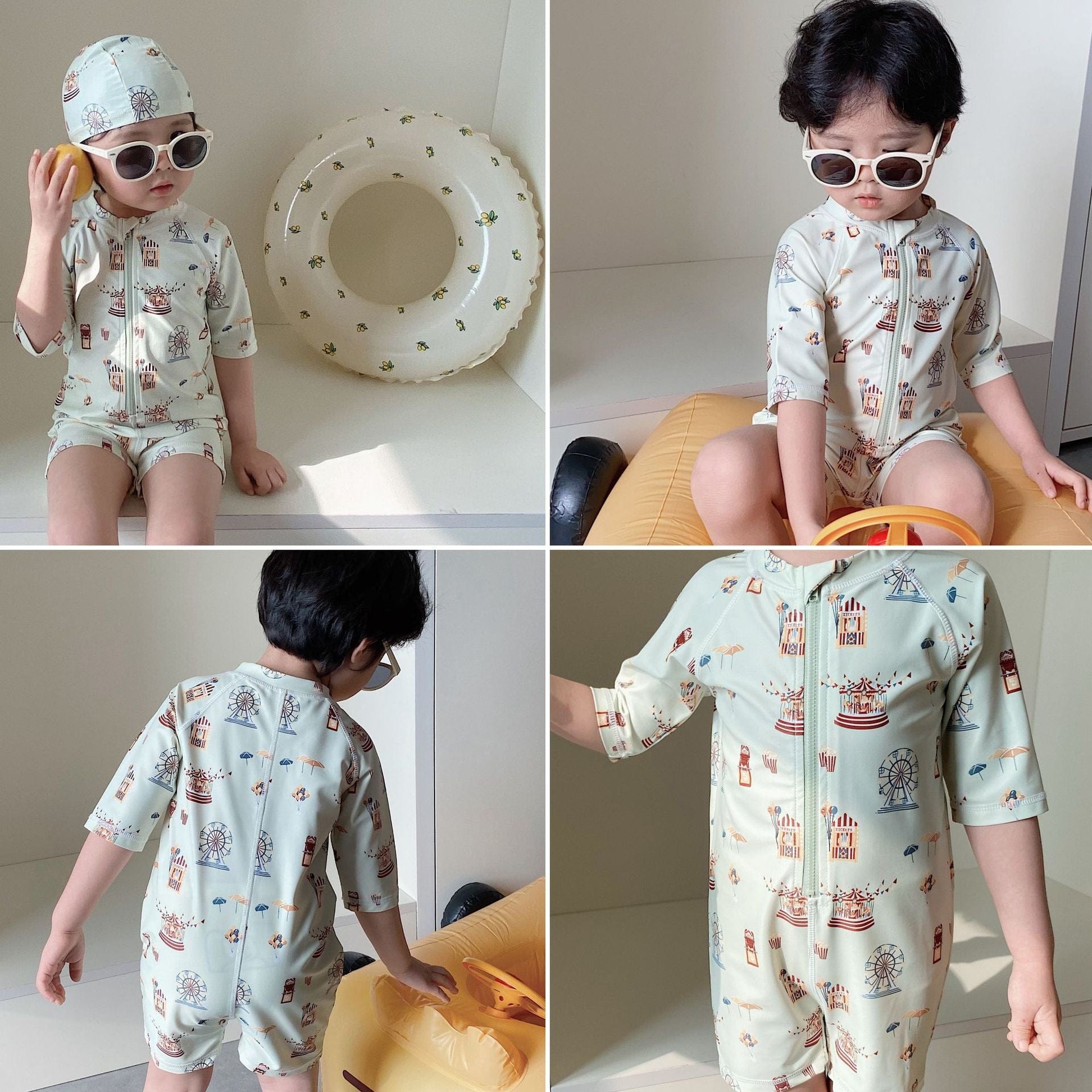 ベビー用水着 ボーイズ水着 半袖つなぎスイムウェア ラッシュガード【mh0009300】