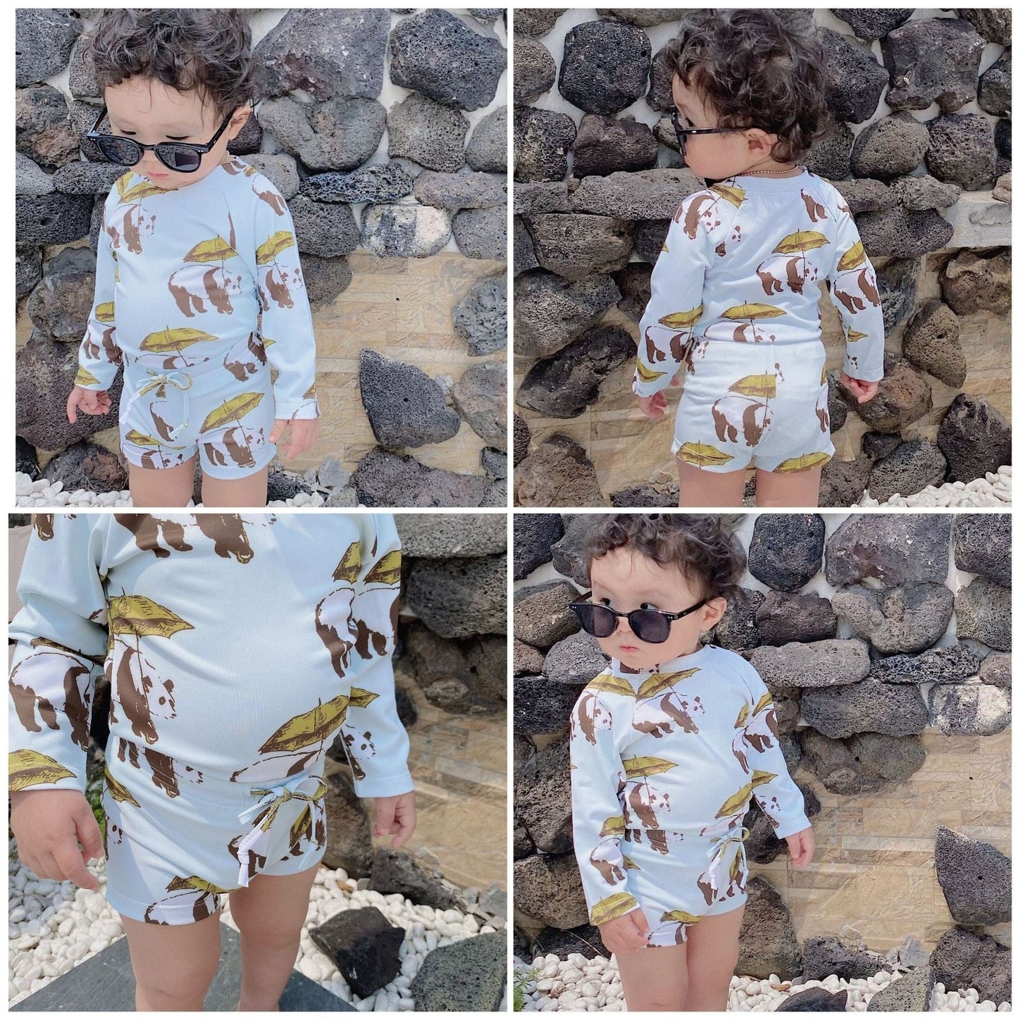 ベビー用水着 ボーイズ水着 長袖セパレートスイムウェア ラッシュガード【mh0009302】