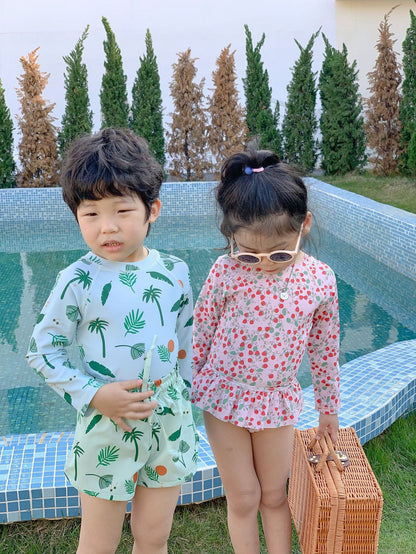 ベビー用水着 ボーイズ水着 長袖セパレートスイムウェア ラッシュガード【mh0009305】