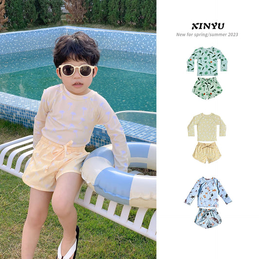 ベビー用水着 ボーイズ水着 長袖セパレートスイムウェア ラッシュガード【mh0009305】