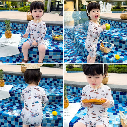 ベビー用水着 ボーイズ水着 長袖つなぎスイムウェア ラッシュガード【mh0009307】