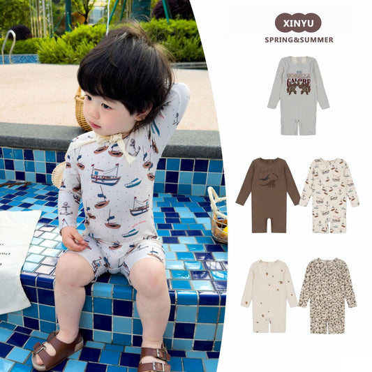 ベビー用水着 ボーイズ水着 長袖つなぎスイムウェア ラッシュガード【mh0009307】