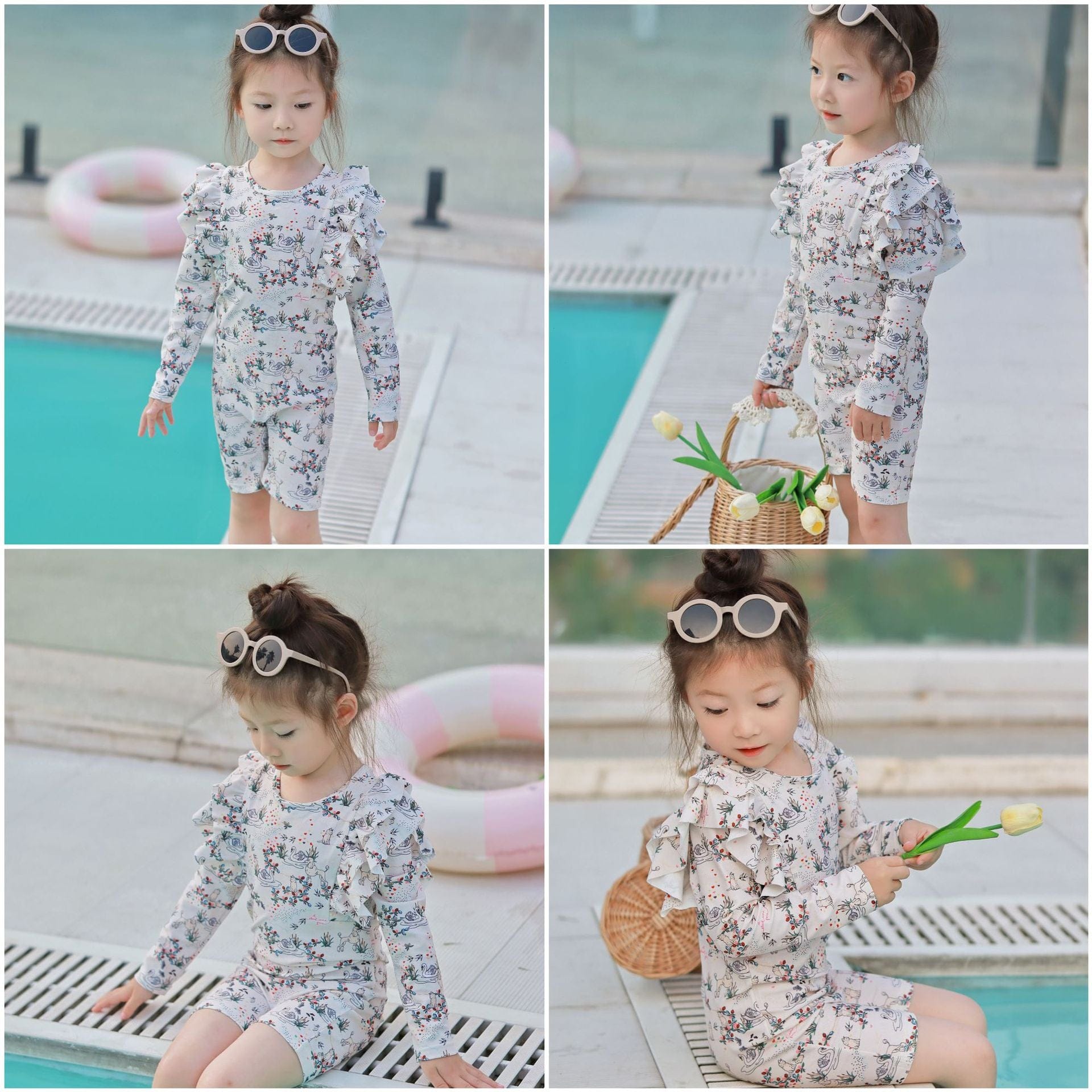 ベビー用水着 ガールズ水着 長袖つなぎスイムウェア ラッシュガード【mh0009310】