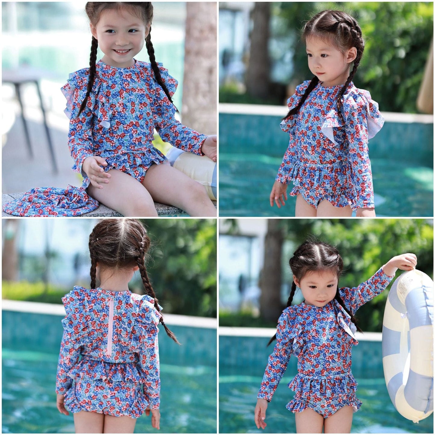 ベビー用水着 ガールズ水着 長袖セパレートスイムウェア ラッシュガード【mh0009311】