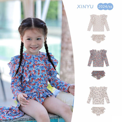 ベビー用水着 ガールズ水着 長袖セパレートスイムウェア ラッシュガード【mh0009311】