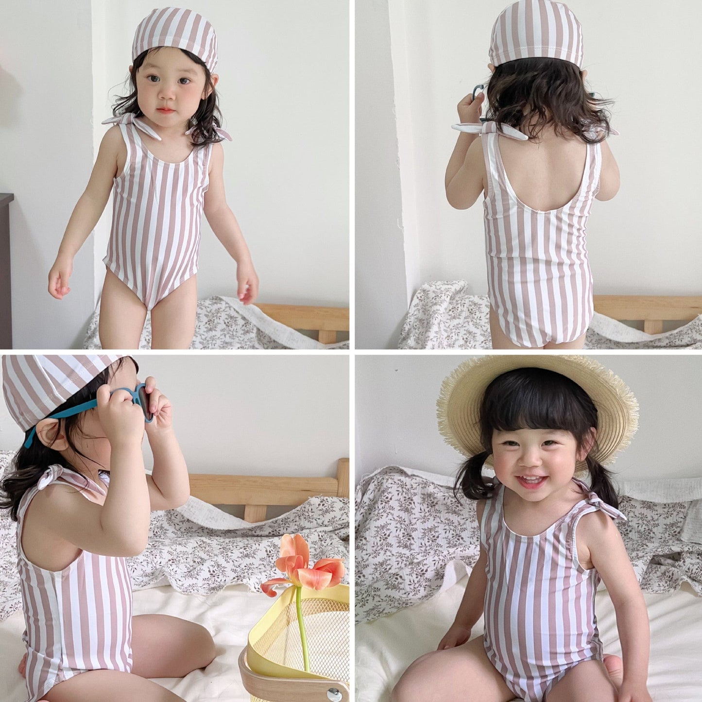 ベビー用水着 ガールズ水着 ノースリーブワンピーススイムウェア ラッシュガード【mh0009315】