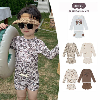 ベビー用水着 ボーイズ水着 長袖セパレートスイムウェア ラッシュガード【mh0009320】