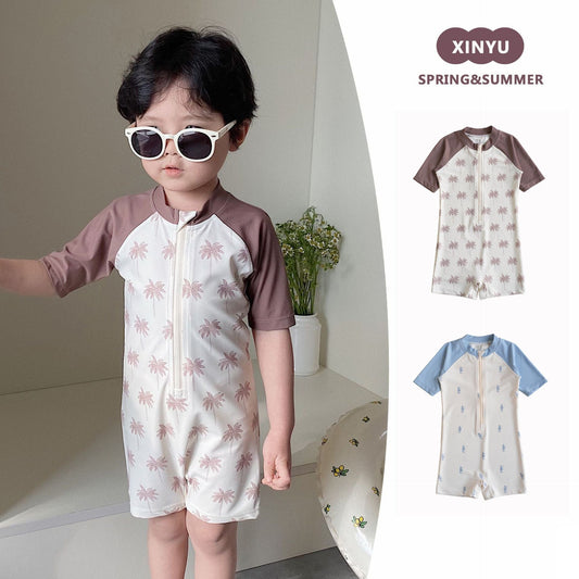 ベビー用水着 ボーイズ水着 半袖つなぎスイムウェア ラッシュガード【mh0009321】