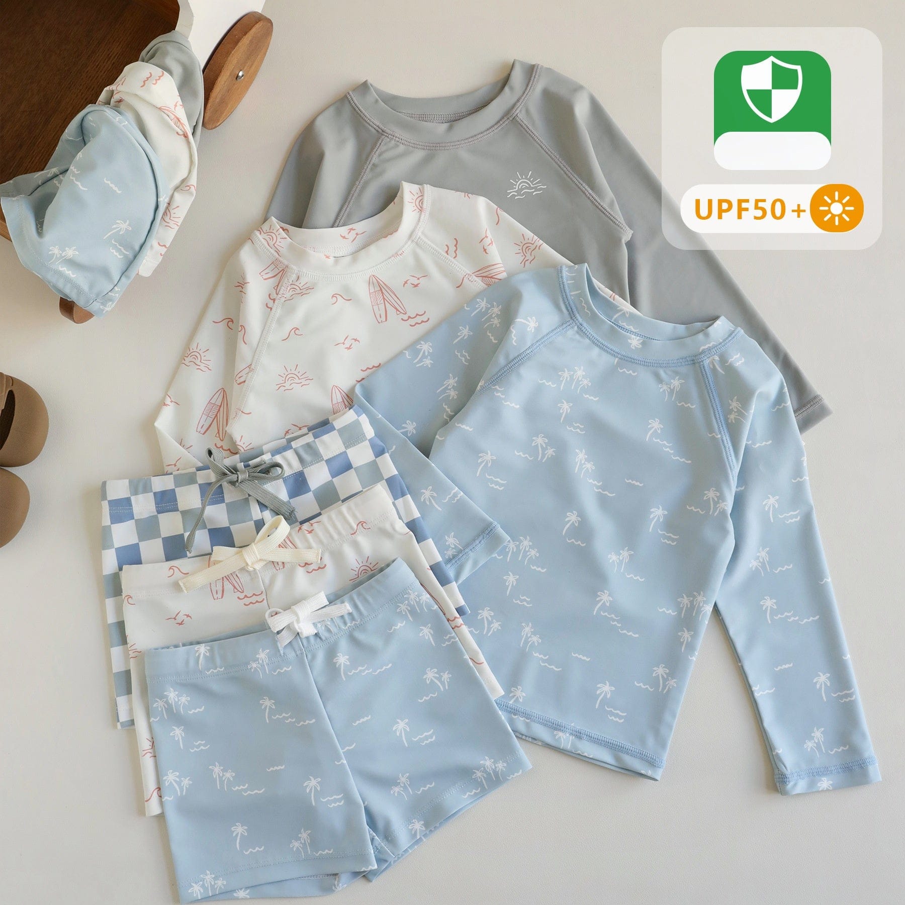 ベビー用水着 ボーイズ水着 長袖セパレートスイムウェア ラッシュガード【mh0009322】