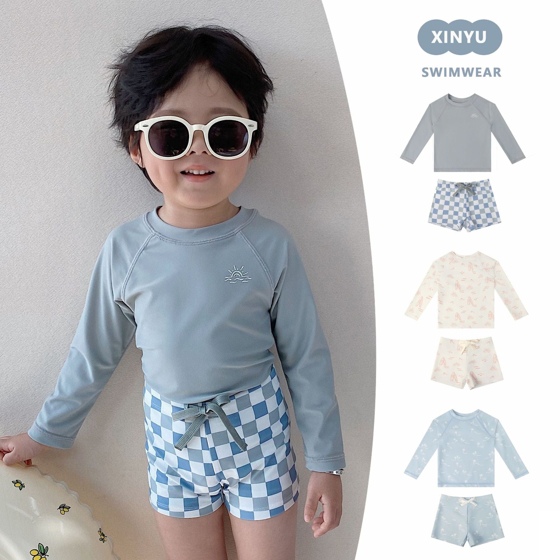 ベビー用水着 ボーイズ水着 長袖セパレートスイムウェア ラッシュガード【mh0009322】